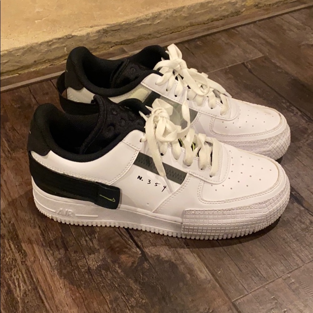 Nike Air Force I size 7 Type White Black Volt
